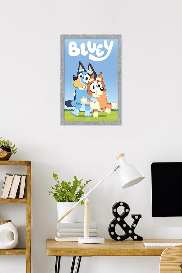 Bluey - Hug Wall Poster, 22.4L" x 14.7W", Gray Framed Version