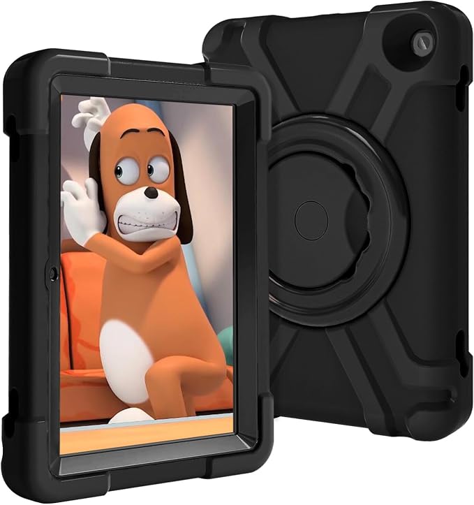 AKABEILA Compatible with Amazon Fire HD 8 2020/2022 Tablet Case，Rugged Kids Case with Stand Lightweight Shockproof Kids Friendly Tablet Cover Black