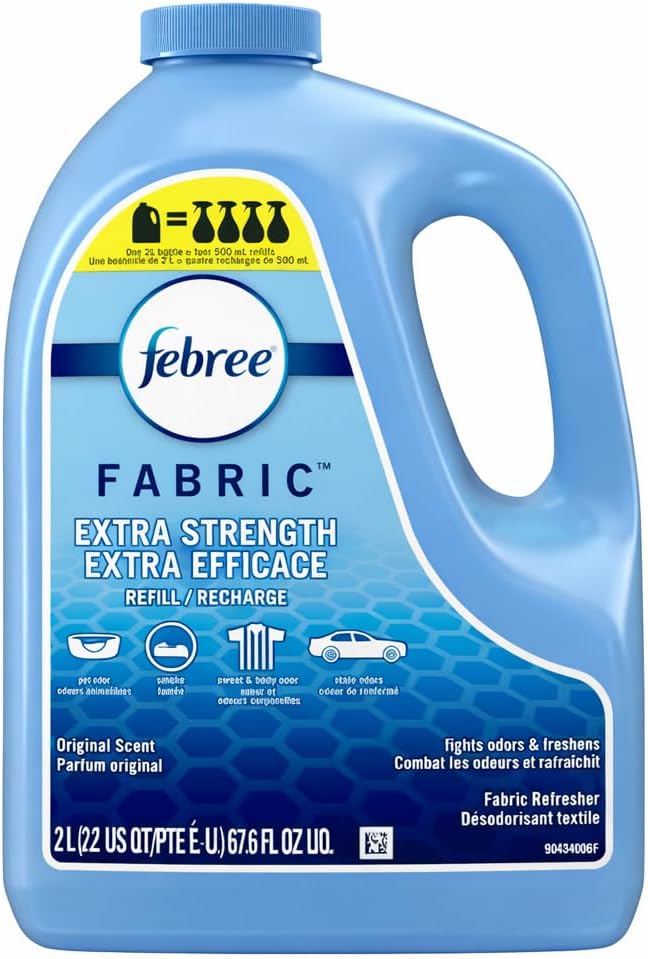 Fabric Spray Air Freshener Refill,Fresh Scent, Extra Strength Odor-Fighting Formula, 67.6 fl oz Large Refill Bottle, Eliminates Tough Odors from Fabrics, Furniture.