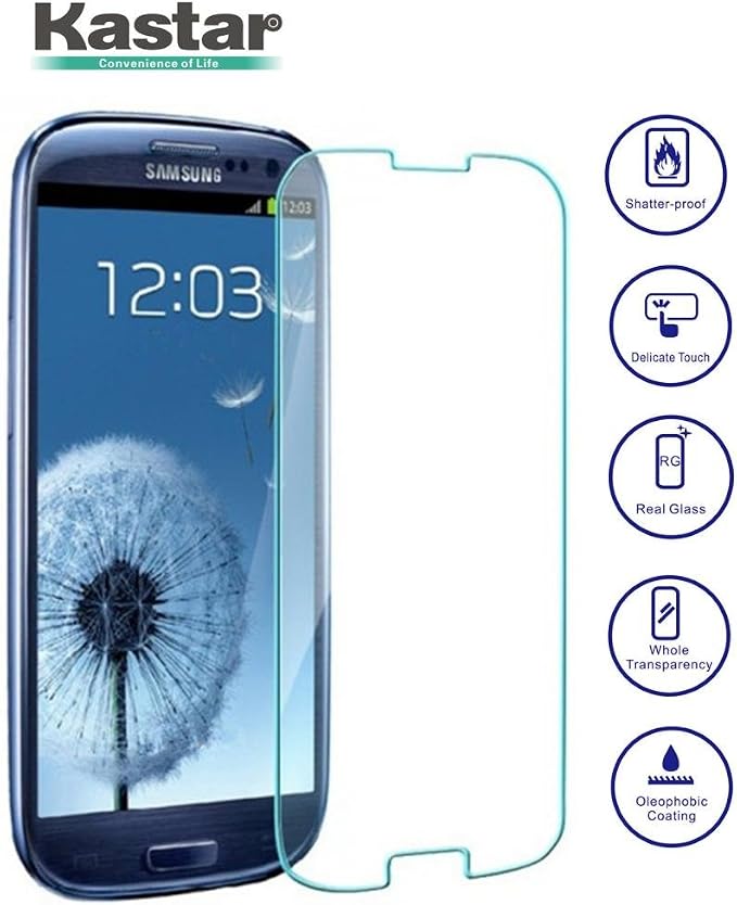 Kastar S3 Screen Protector (6-PACK) Premium Tempered Crystal Clear Glass Screen Protector for Samsung Galaxy S3 S III i9300 AT&ampT T-Mobile Sprint Verizon Smartphone