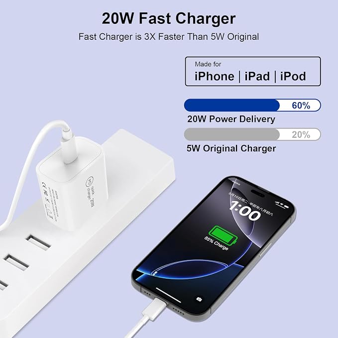 520W USB C Charger Station 8-Port (4C+4A) GaN Fast Charger Block 100W PD PPS for MacBook/iPad/iPhone with PFC &amp Anti-Slip Base Ventilation Design Include 1.5M 100W Cable &amp Cable Organizer