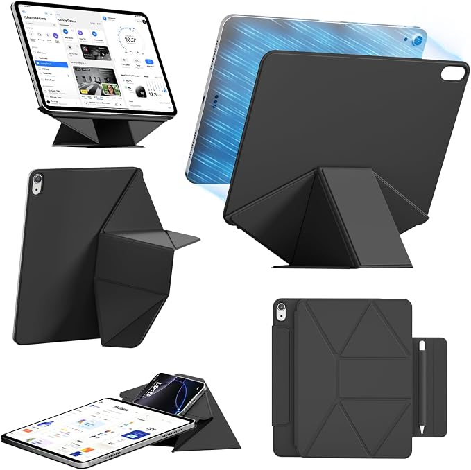 Dynamic Folio Magnetic Case for iPad A16 11th/10th Gen 11/10.9 inch | Removable Cover with 20+ Multi-Angle Stand Strong Attachment| Detachable Clasp| Ultra Thin| Auto Wake/Sleep Black