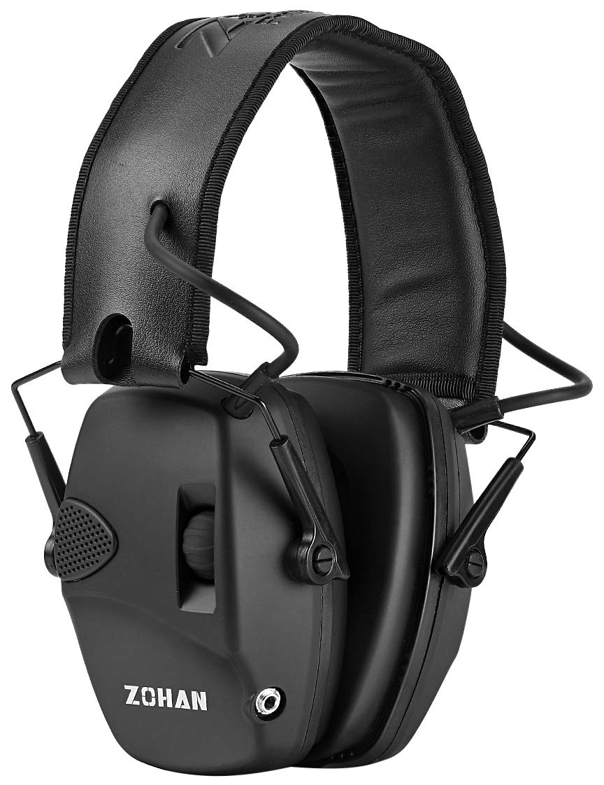ZOHAN EM054 Electronic Ear Protection for Shooting Range with Sound Amplification Noise Reduction, Ear Muffs for Gun Range (Black)