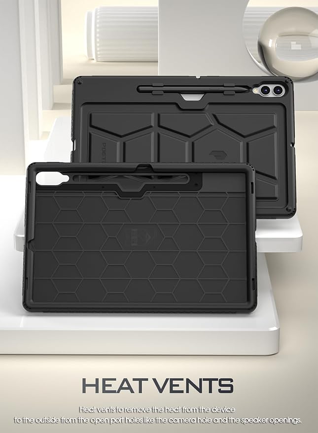 Poetic TurtleSkin Case for Samsung Galaxy Tab S10 FE Plus (2025 Release) 13.1 inch Case with S Pen Holder Heavy Duty Shockproof Kids Friendly Protective Silicone Cover Black