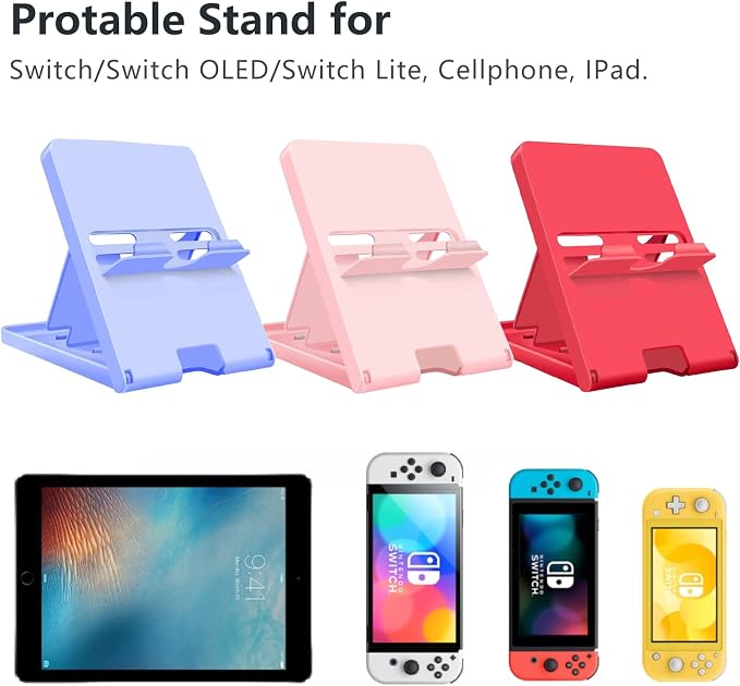 Stand Compatible with Nintendo Switch Adjustable Switch Playstand Foldable Phone Stand for Desk Compact &amp Portable Switch Holder Accessories (Black)