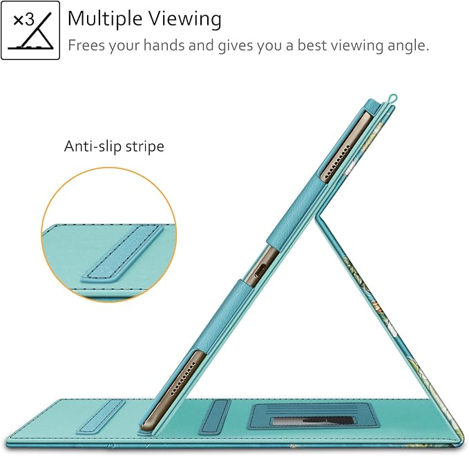 Fintie Multi-Angle Case 2017/2015 iPad Pro 12.9 inch (Old Model) 1st &amp 2nd Gen Case - [Corner Protection] Folio Stand Cover with Pencil Holder &amp Pocket Auto Wake/Sleep Blooming Hibiscus