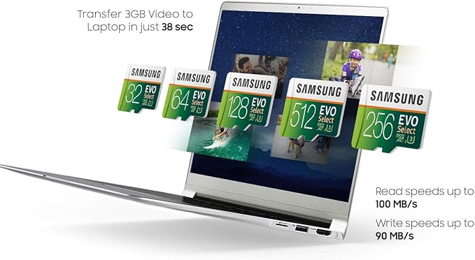 SAMSUNG: EVO Select 128GB MicroSDXC UHS-I U3 100MB/s Full HD & 4K UHD Memory Card with Adapter (MB-ME128HA)