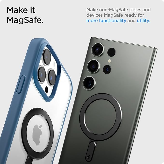 Spigen for MagSafe Ring Plate for Phone Case Wireless Charging Adapter | For iPhone 17/16/15/14/13/12/11 Samsung Galaxy S26/S25/S24/Z Fold/Z Flip 8/7 Google Pixel 10/9 Series &amp More - Black