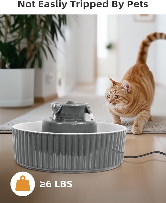 Ceramic Cat Water Fountain, 2.1L/71oz Cupcake Pet Water Fountain