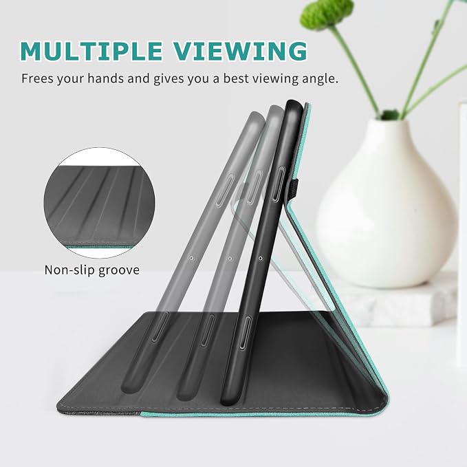 Case for Google Pixel Tablet (11-inch 2023) Multi-Angle Viewing Protective Stand Cover with Pencil Holder &amp Pocket and Protective Tape Compatible with Charging Speaker Dock Cyan