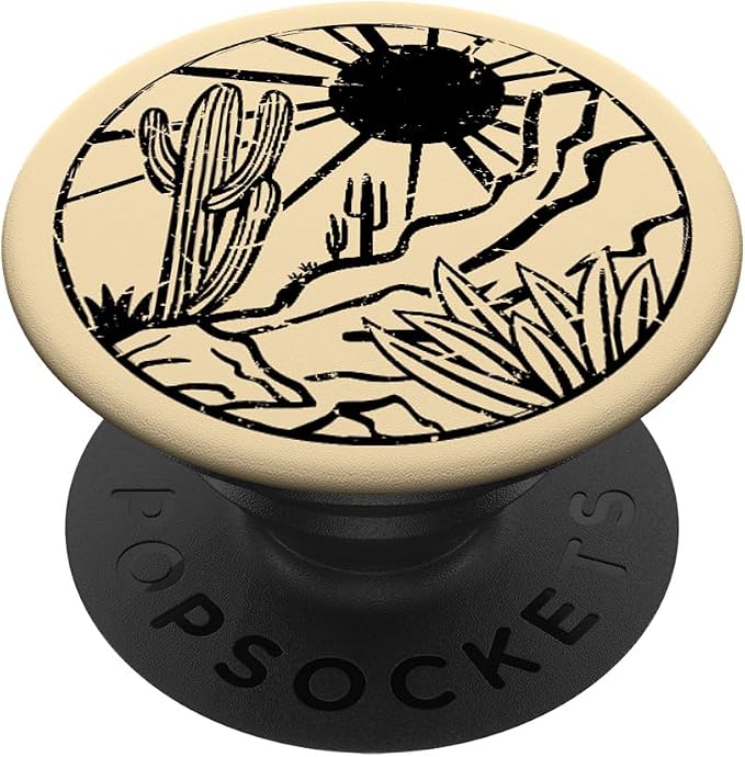 Desert Landscape Arizona Sunset Cactus Plants Artwork PopSockets Standard PopGrip