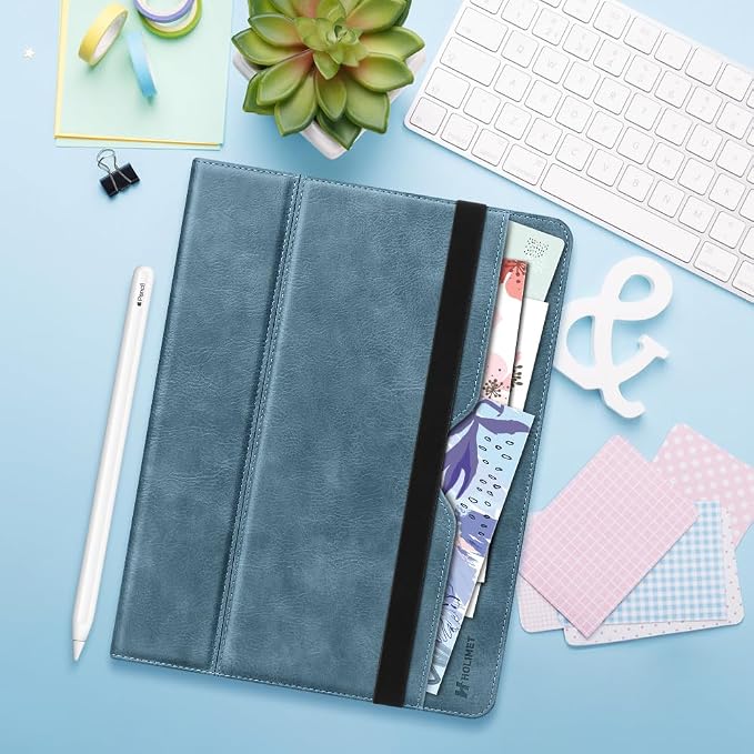 Case for iPad Pro 13 inch Case M5 2025/M4 2024 with Pencil Holder | Supports Pencil Pro/Pencil Auto Sleep/Wake Function Vegan Leather Smart Stand Cover (Black)