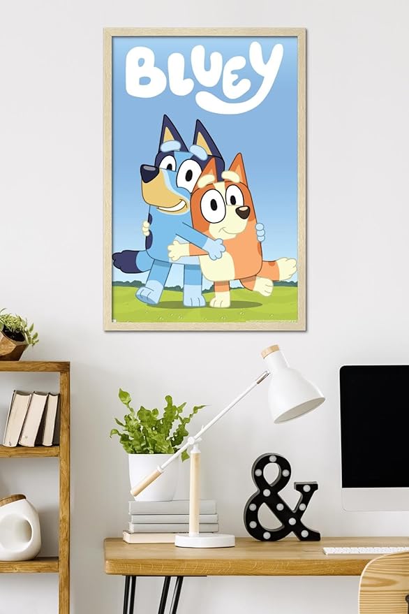 Bluey - Hug Wall Poster, 34L" x 22.4W", Blonde Framed Version