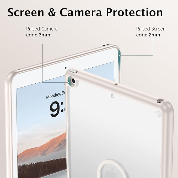 Telaso Magnetic for iPad 9th Generation/iPad 8th Generation/iPad 7th Generation Case iPad 10.2 inch 2021/2020/2019 Translucent Matte Back Soft TPU Bumper Military Grade Protective Case Black
