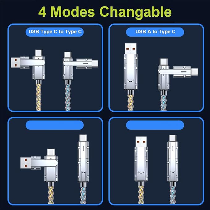 IHAO Multi Ports Charger Cable 3 Combinations in One Cable USB A to USB C/Micro USB PD Fast Charging Cord Lighted Up LED Flowing Compatible with Almost All Kinds of Electric Device-39Inches Blue