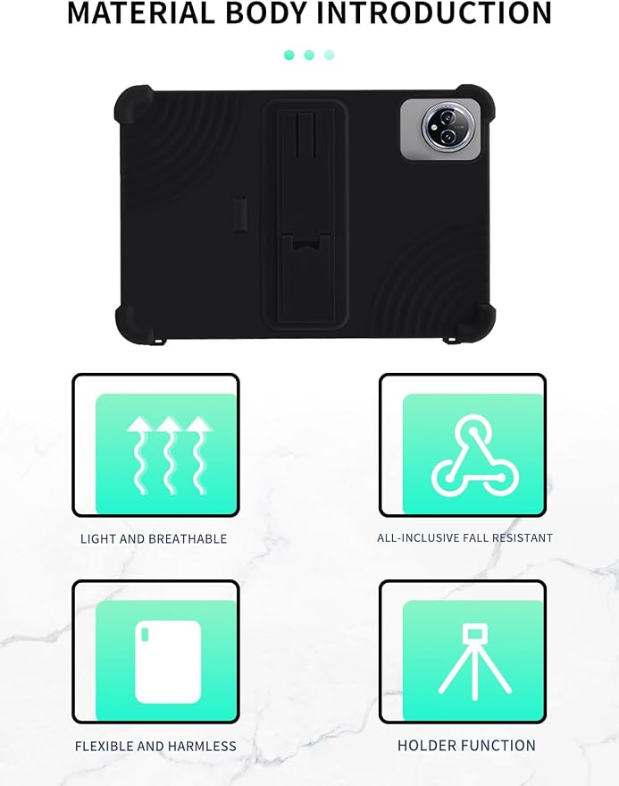 Case for Raemond K80 Tablet 10 Inch Android 15WUNIAK Hollow Back DesignHeat Dissipation Shockproof Lightweight Adjustable Kickstand Silicone Shell&ampKids Friendly Soft CaseBlack