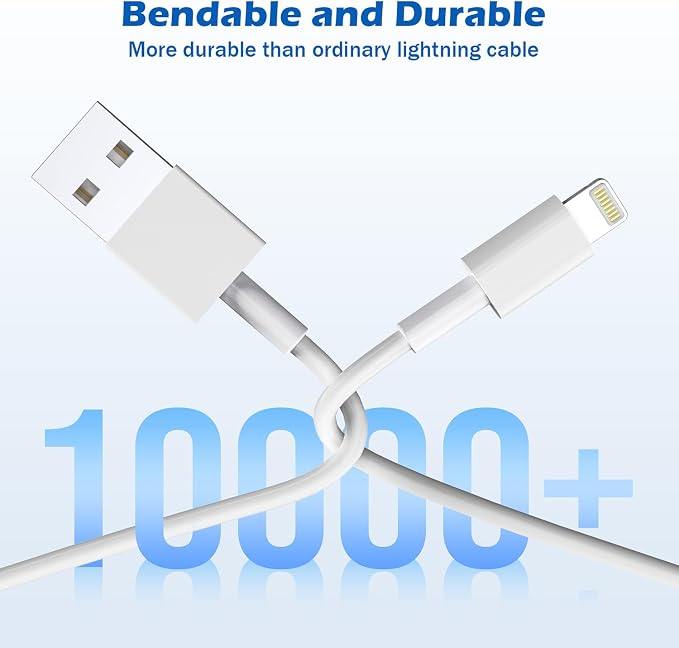iPad ChargerFast Charge iPhone10FT i-Pad Charging Cord 12W i Pad Charger Fast Charging Block Foldable Portable Travel Plug with Extra Long Lightning Cable Cord Compatible with iPad/iPhone/Airpod