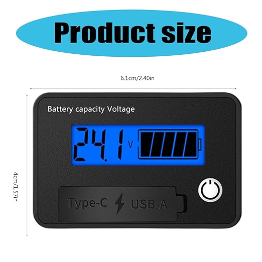 12V 24V Battery Capacity Indicators DC8-30V Leads Acid Lithium Voltages Tester Charging Levels Indicators Battery Capacity