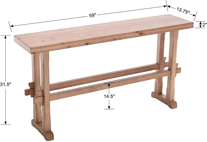 Kmax Narrow Entryway Table, 59 inchs Wood Farmhouse Console Table Boho Hallway Table Rustic Couch Table Behind Sofa for Outdoor Entrance Living Room Bedroom- Natural Color
