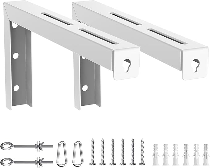 WALI Universal Projector Screen Ceiling Mount, Wall Hanging Mount L-Brackets, 12 inch Adjustable Extension with Hook Kit, Perfect Projector Screen Placement Hold up to 80 lbs (PSM001XL-W), White
