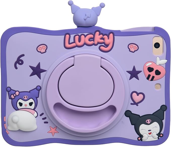 Cartoon Case for iPad mini 1/2/3/4/5 7.9，MONEHOYSY Cute Soft Silicone Kickstand [Drop ProofShock ProofAnti Slip] Back Stand Cover Case for Kids Children Teens Girls Boys (Kitty-1)