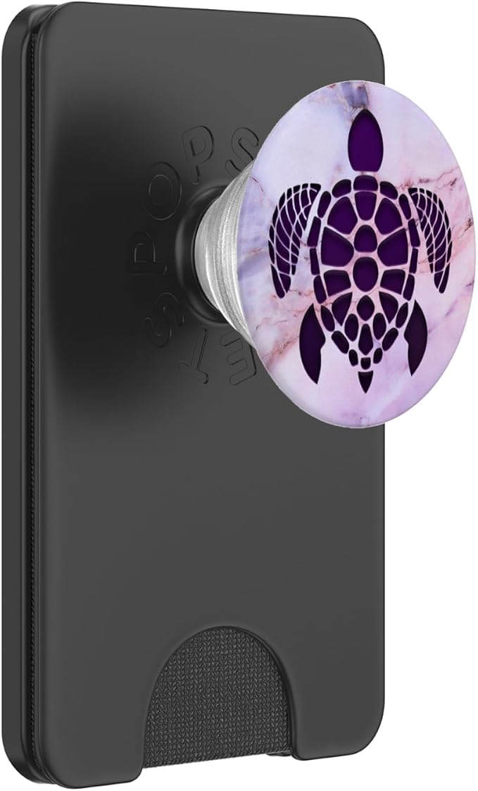 Purple Turtle Phone Grip on Pink Blue Gray Look PopSockets Adhesive PopGrip