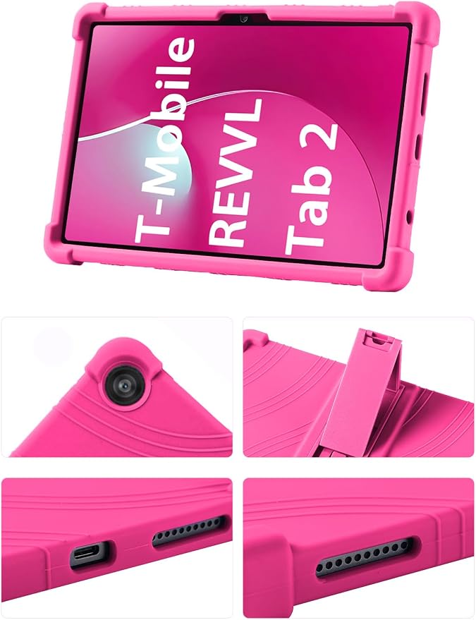 Case for T-Mobile REVVL Tab 2 10.1 Inch Tablet 2025 - Kid-Friendly Soft Silicone Cover with Adjustable Stand Compatible with T-Mobile REVVL Tab 2 5G 10.1 (Black)