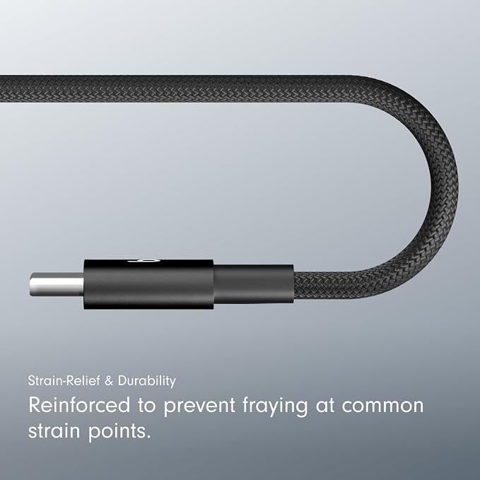 Beats 240W USB-C to USB-C Braided Cable Fast Charging Durable/Tangle Free Compatible with Apple and Android Devices (3 m/10 ft) – Bolt Black
