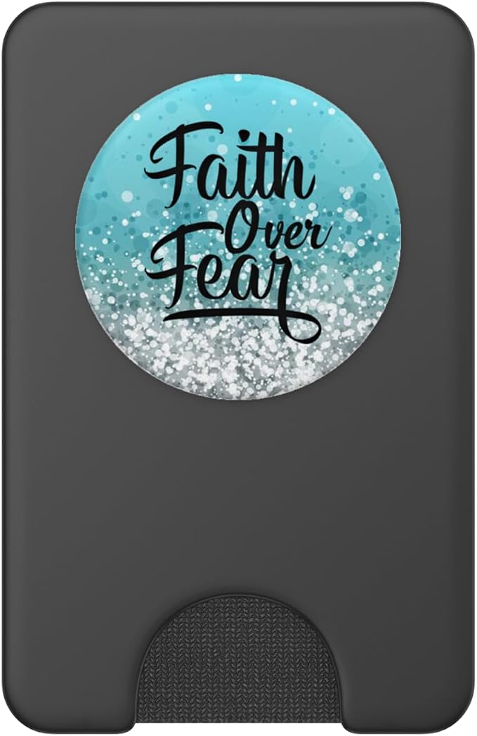 Black Faith Over Fear On a White ight Blue PopSockets Adhesive PopGrip