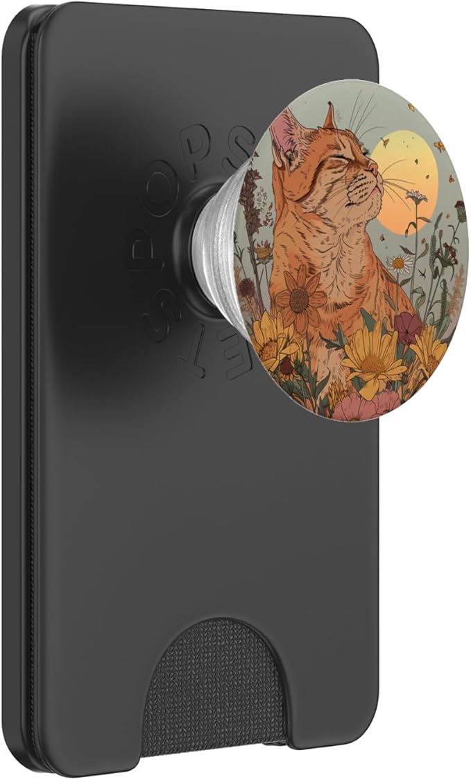 Orange Tabby Cat Orange Cat Flower Floral PopSockets Adhesive PopGrip