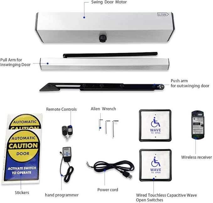 Olideauto Wireless Handicap Door Opener,Pair with 2PCS Wireless Capacitive Square Wave Switch Olide-512S,WiFi Function Available