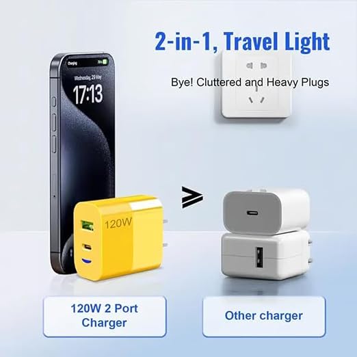 Portable Fast Charger Type C/USB A Dual Ports Adapter4 in 1 Fast Charging Cable &amp Data Sync C Chargers Fast Charging 10 Foot Fast Phone Charger Mechanical Style Multi-Function Cable (1pc)