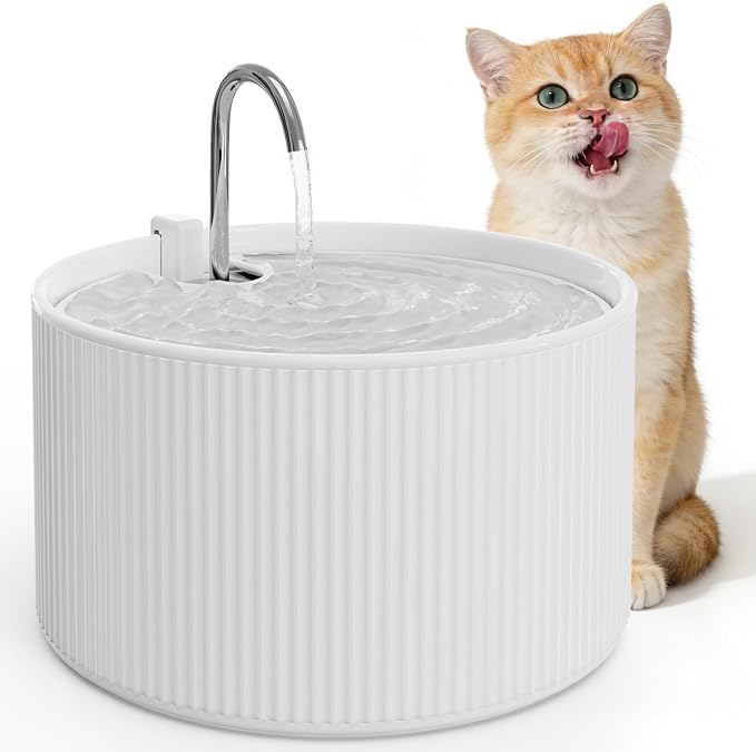 Ceramic Cat Water Fountain, 2.2L/74oz Pet Water Fountain