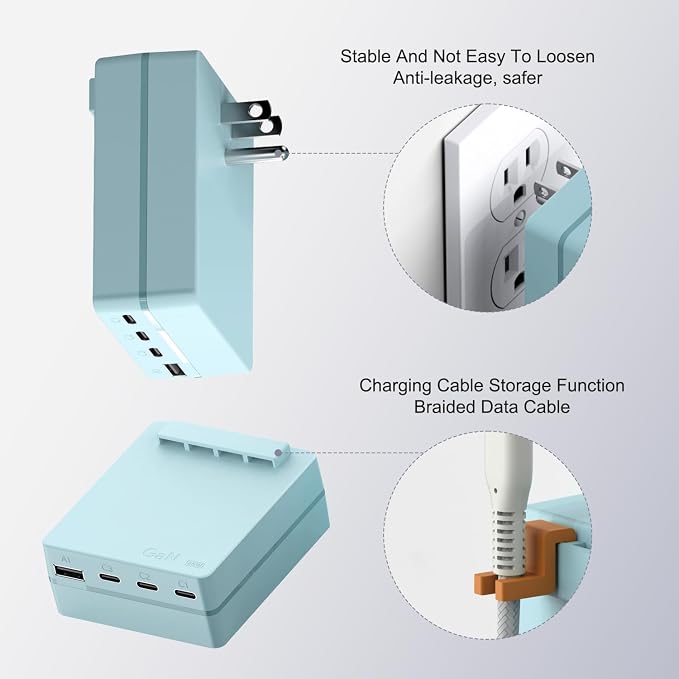 Flat USB Wall PlugTAIFU 65W Flat USB C Slim Wall Charger with 4-Port Charging 3 MacBook Neo simultaneously. Fast Charging Low Profile Block