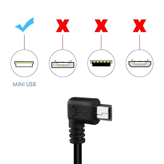 QIANRENON 90 Degree Angle Mini USB Panel Flush Waterproof Extension Cable Mini USB 5 Pin Right Angle Male to Female Panel Mount Cable Threaded to Dashboard or Panel28cm/11in (Down Bend)