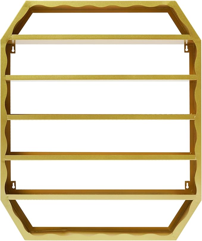 Metal Nail Polish Storage Rack, Wall Mounted Cosmetic Display Case, Lipstick Shelf, Essential Oil Organizer for Bottles, Spa Nail Salon (Gold)