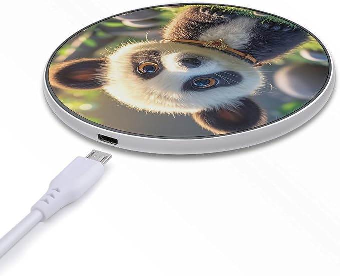 Foolish Cute Animal Wireless Charger Aluminum Alloy Frame 10W Fast Charging Pad with Indicator Light 6mm Thin &amp Portable Wireless Charging Pad for Travel Home Office Desk