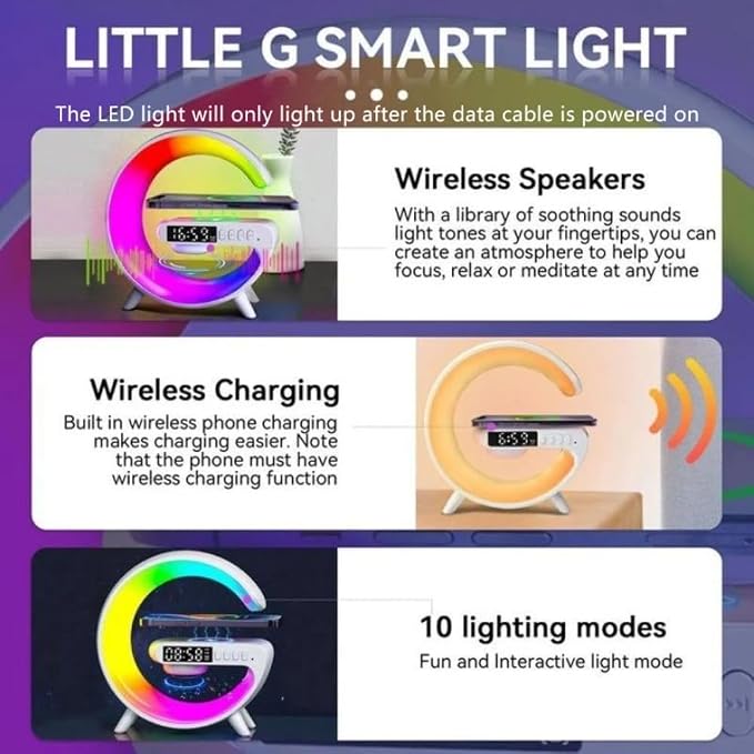 Desktop Mobile Phone Wireless Charger Pad Stand RGB Night Light Fast Charging Station for iPhone Samsung Xiaomi Huawei (Black)