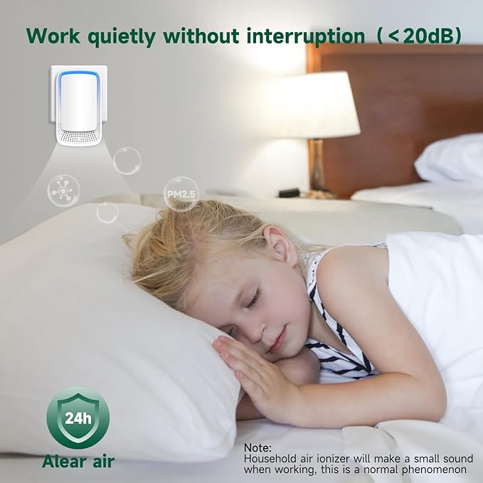 Air Ionizers for Home, Negative Ion Generator, Quiet Air Freshener for Bedroom