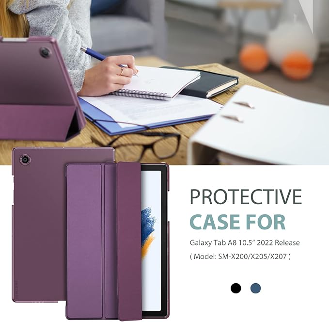 ProCase Smart Case for Galaxy Tab A8 10.5 Slim Stand Hard Back Shell Protective Smart Cover Case for Galaxy Tab A8 10.5 Inch 2022 SM-X200 X205 X207 -Black