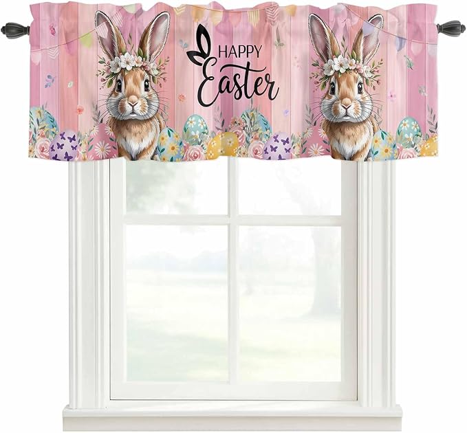 Easter Curtain Valances for Windows, Kitchen Valance Window Treatment, Spring