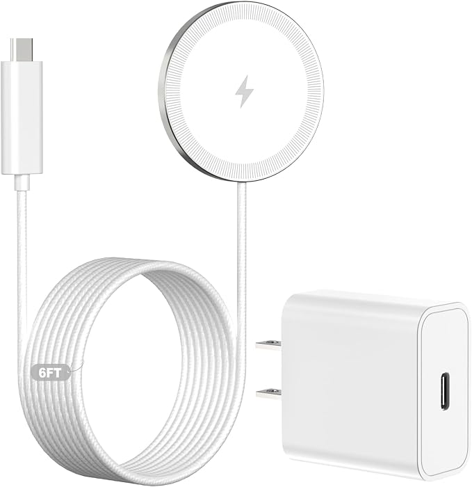 6FT Magnetic Wireless Charger Charging Pad - 15W Fast Mag-Safe Phone Charger for Apple iPhone 17 16 15 14 13 12 Series &amp AirPods 4 3 2 Pro Phone Charging Pad with Plug for Desk &amp Travel 1Pac