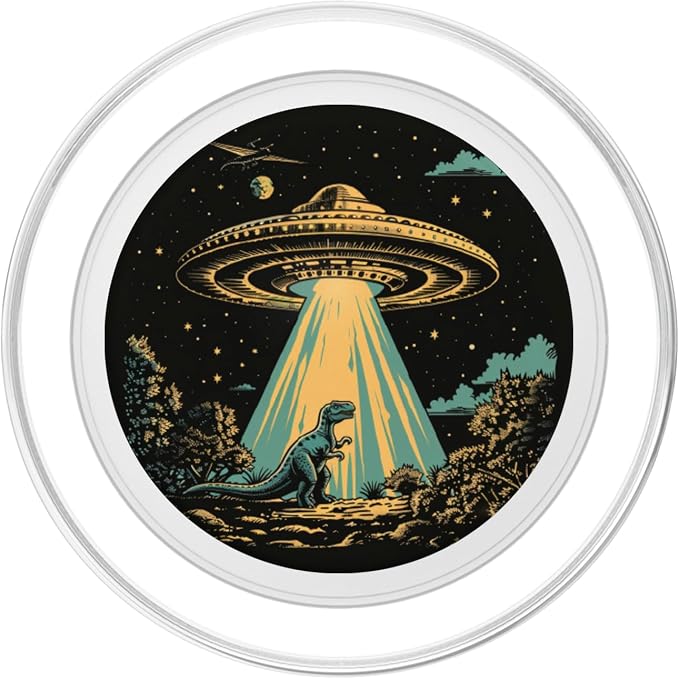 Alien Lover Flying Saucer UFO Abduction Dinosaur PopSockets Adhesive PopGrip