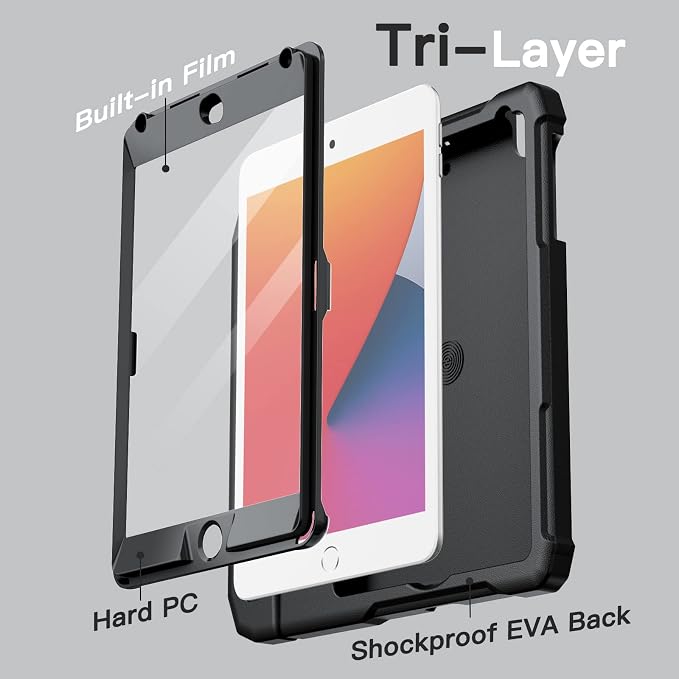 JETech Kids Case for iPad mini 5/4/3/2/1 Black | For iPad mini 7.9 (2019/2015/2014/2013/2012) Built-in Screen Protector 360 Handle Stand Shockproof Kid-Friendly