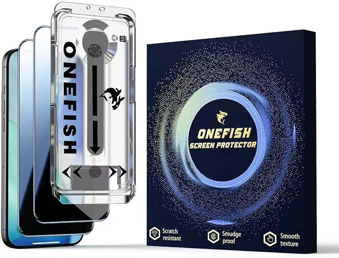 OneFish for iPhone 11 Pro Max/XsMax Tempered Glass Screen Protector 2 Pack Auto Dust-Elimination Easy Installation HD Clear Screen Protector