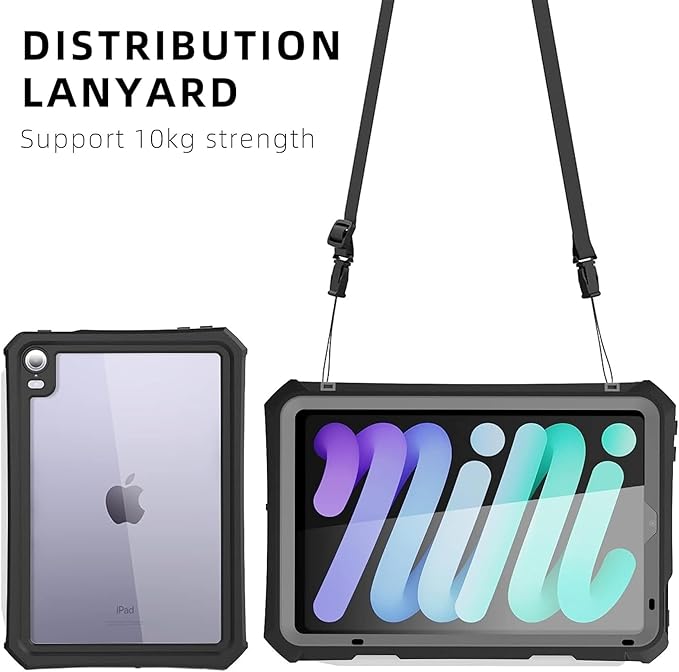 10.2 Waterproof Case Compatible with iPad 9th 8th 7th Generation 2021/2020/2019 Built-in Screen Protector with Strap Stand Pencil Holder Full Body Heavy Duty Protective Shockproof