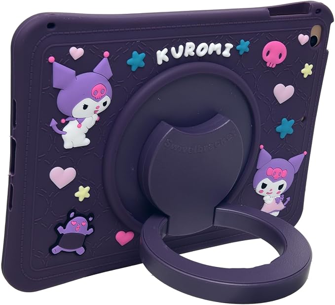 Cartoon Case for iPad mini 1/2/3/4/5 7.9，MONEHOYSY Cute Soft Silicone Kickstand [Drop ProofShock ProofAnti Slip] Back Stand Cover Case for Kids Children Teens Girls Boys (Kitty-1)