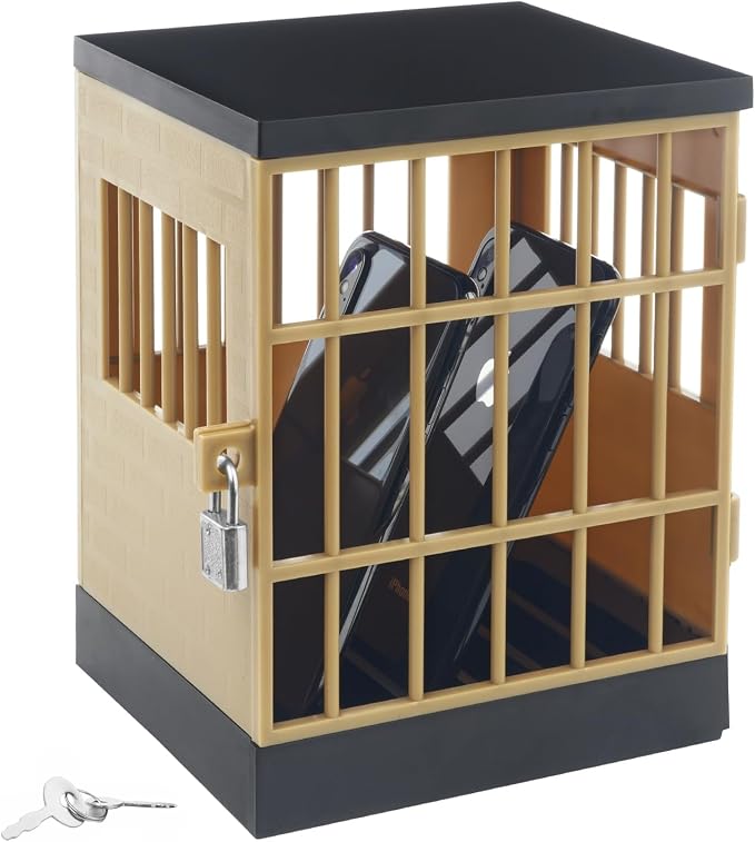 Gemaxvoled Cell Phone Jail Lock Box Mobile Phones Prison Lockable Cage for Classroom Family Time Party