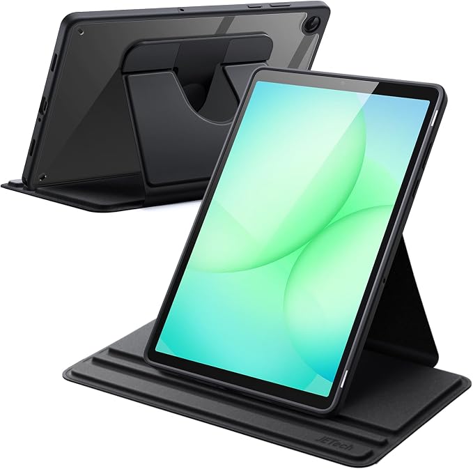 JETech Rotating Case Cover for Samsung Galaxy Tab A11 Plus Black | 360° Rotation Stand Clear Back Design Auto Wake/Sleep Full Protection