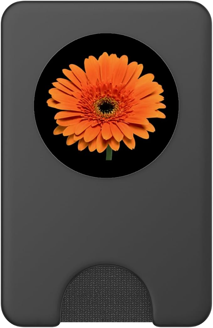 Orange Gerbera Daisy Flower Black Background PopSockets Adhesive PopGrip